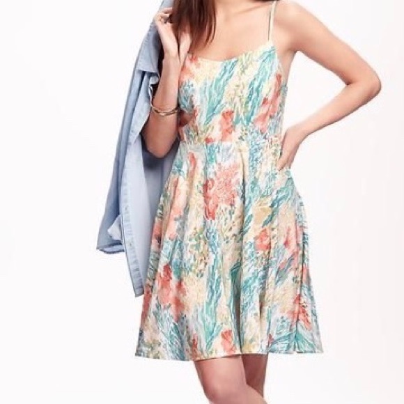 Old Navy Oceanic Print Fit N Flare Dress M - Picture 1 of 9